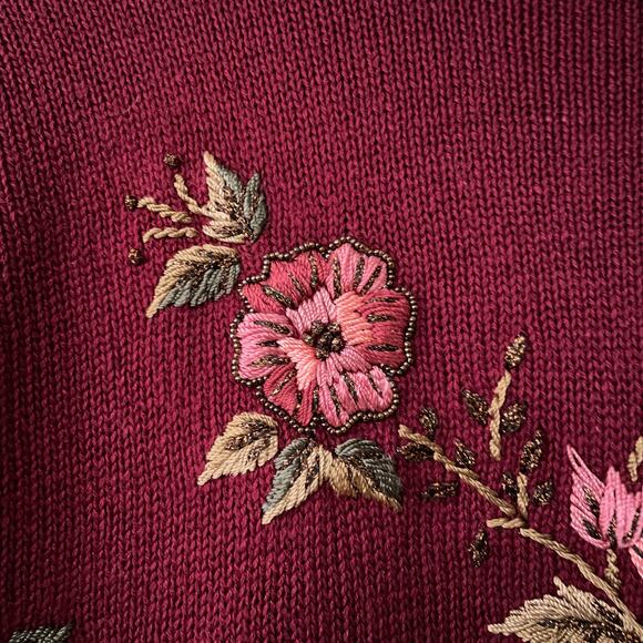 90s Crewel Embroidered Whimsigoth Sweater Academia Dark Romance Cottagecore M - Picture 8 of 12